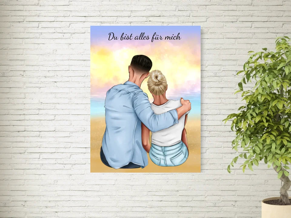 Persönliche Leinwand | Couple Sonnenuntergang