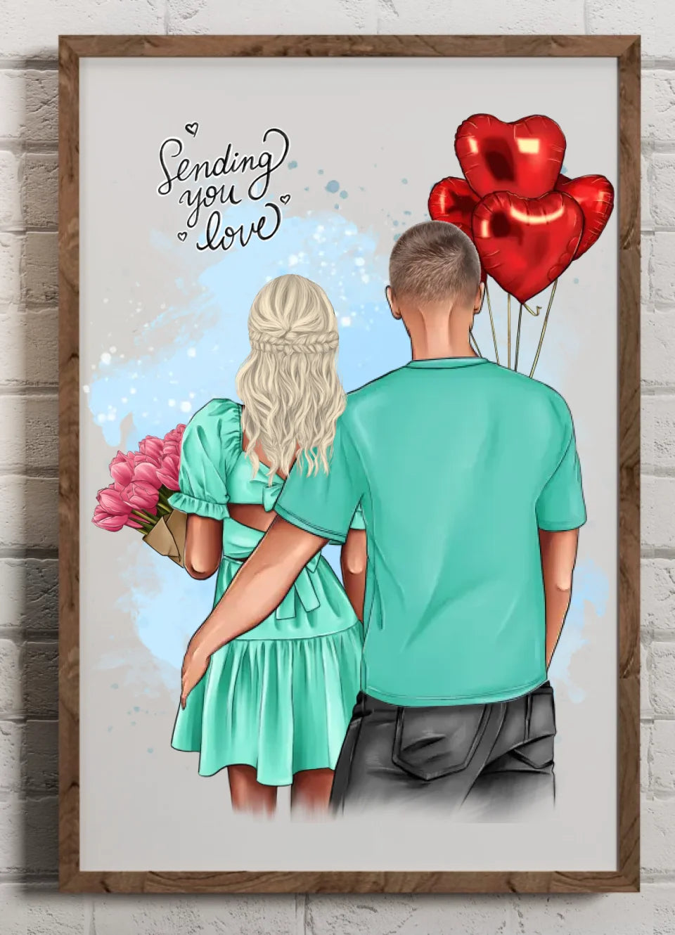 Persönliches Poster | Couple Ballons, Mann umarmt