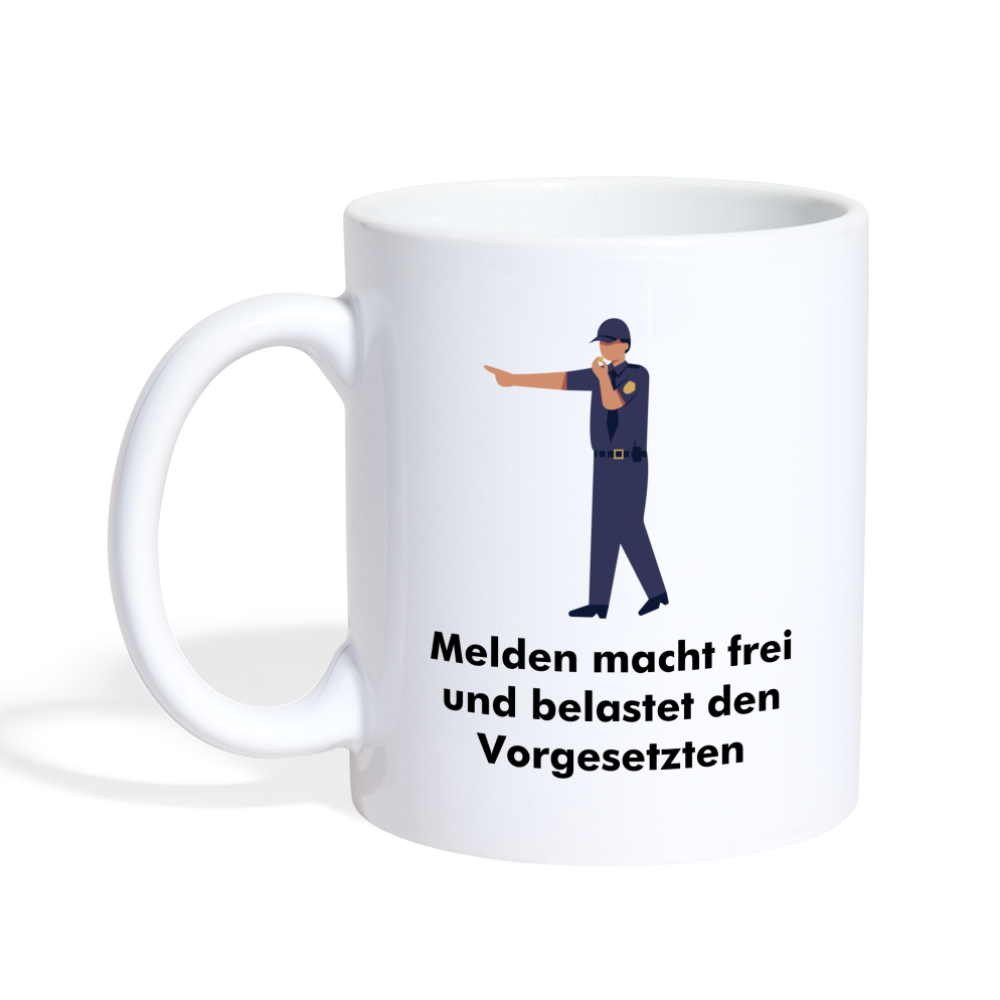 Meldung! - Polizeitasse - weiß