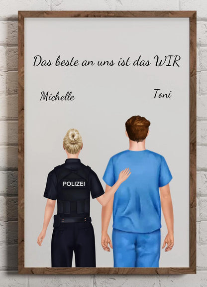 Polizei+Pflege Poster | 2 Personen | Zoll, Justiz, Ordnungsamt, BKA, Security